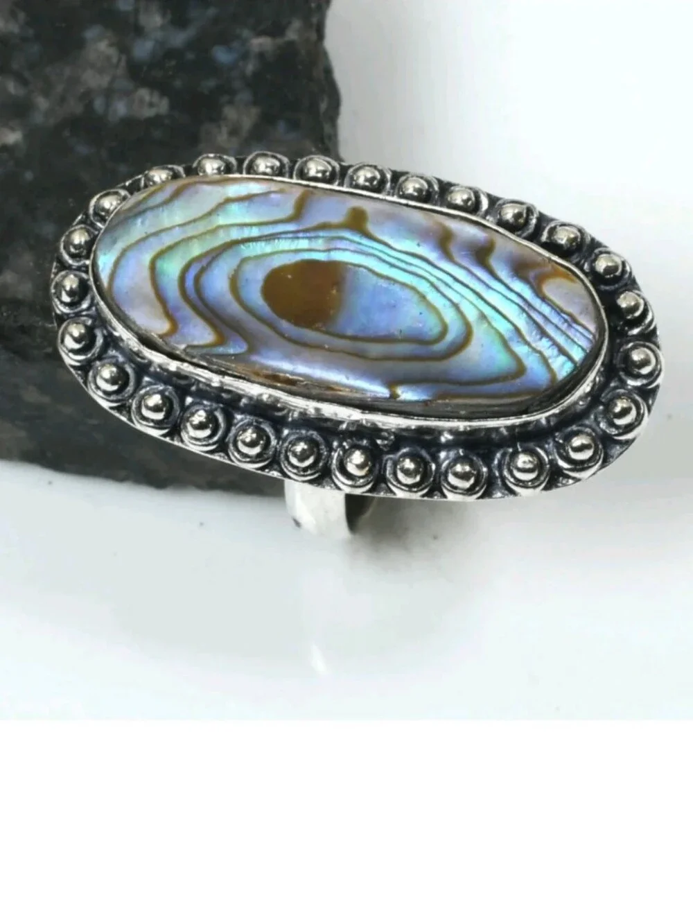 Abalone Shell Gemstone Jewelry 925 Sterling Silver Handmade Ring